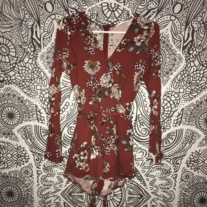 Floral Burnt Orange Romper